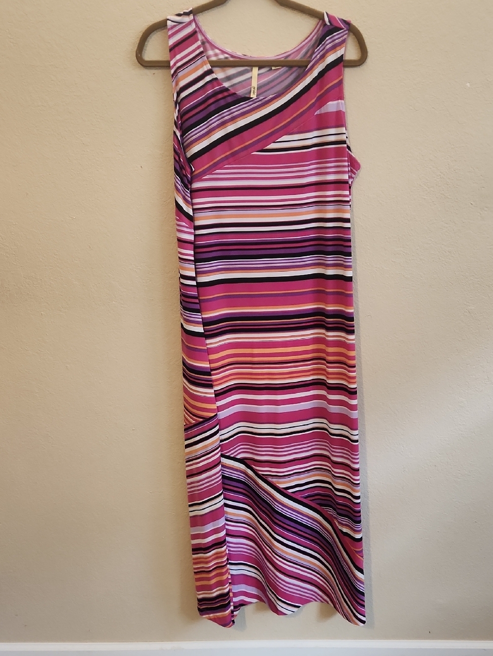 Sleeveless Striped Maxi Dress in Pink Multi